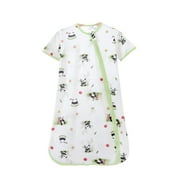 Baby Sleep Sack Short Sleeve Sleeping Bag Summer Zipper Up Cotton Anti-Kicking Newborn Receiving Blankets, White, L